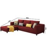 Casaliving Minta LHS 4 Seater L Shape Sofa Set for Living Room (Maroon Fabric) Premium Fabric Sofa Set