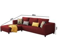 Casaliving Minta LHS 4 Seater L Shape Sofa Set for Living Room (Maroon Fabric) Premium Fabric Sofa Set