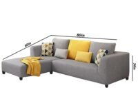 Casaliving Minta Left Hand Side 4 Seater L Shape Sofa Set for Living Room (Grey in Colour Fabric) Premium Fabric Sofa Set for Living Room