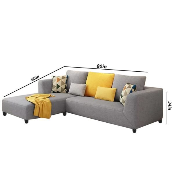 Casaliving Minta Left Hand Side 4 Seater L Shape Sofa Set for Living Room (Grey in Colour Fabric) Premium Fabric Sofa Set for Living Room