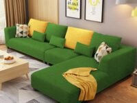 Casaliving Minta RHS 6 Seater L Shape Sofa Set for Living Room (Green Fabric)