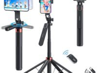 Celfiexpt 71-inch Selfie Stick Tripod 360 Degree Rotation Rechargeable Remote Quadripod Stand Gimbal Handle for Mobile Phone Camera Gopro 360° Panoramic Shooting Vlogging Live Stream