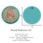 Chitra artworks Artwork_Mud Round Wood Mirror Wall Art Painting For Home Decor(31 Cm X 31 Cm X 2 Cm) (Sky Blue)