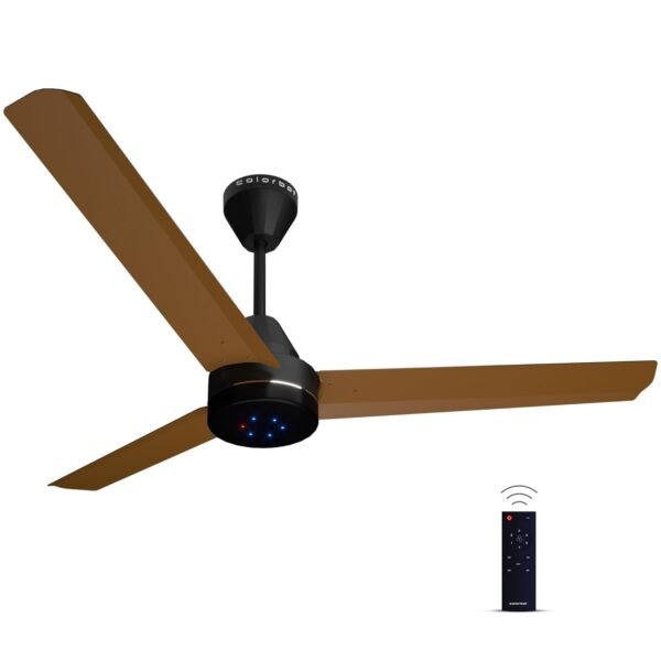 Colorbot Stella BLDC Ceiling Fans 1200mm | BEE 5 Star Rated Power Saver | AeroQuiet+ Technology | 370 RPM | Remote Control (Boost, Timer, LED, Reverse Mode) | 4 Years Warranty (Urban Oak)