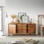 DEMIWALL Solid Sheesham Wood Sideboard & Cabinets | Wooden Side Board Media Console Tv Cabinet for Living Room | Free Standing Buffet Cabinet with 4 Drawers & 2 Door Cabinet Storage | Natural & Black