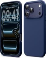 DIZORO Compatible with (iPhone 17 Pro Case)(2025), Liquid Silicone 3 Layers Full Covered Soft Gel Rubber Phone Case,Shockproof Protective Cover with Anti-Scratch Microfiber Lining-Dark Blue