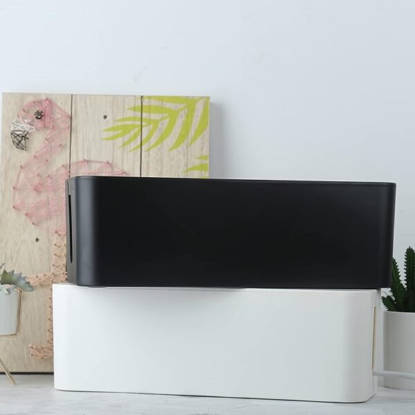 Desk Organizer for Office Hone Work Place use Cable Wire Organizer (Plain Black 40 * 15.5 * 13.5 cm, Black)