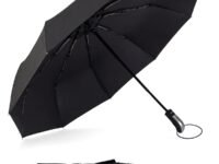 Destinio Umbrella for Man - Large Size, Fully Automatic, Windproof Fibreglass Ribs, UPF 50+ Sun Protection, Premium 210T Pongee, Foldable Travel Umbrella for Rain for Men and Women - 3 fold Compact Easy to Carry (Auto open auto close)