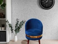 Dining Chair Come Pouffes for Sitting | Accent Chairs for Living Room | Ottoman Chairs for Home with Premium Velvet Fabric & Cushion Seat with Strong Acacia Wooden Legs (Blue)