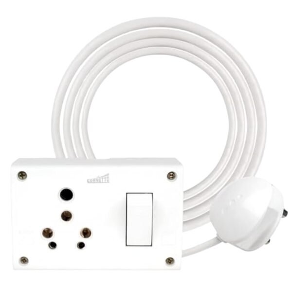 ELEGANT CASA 6+16 Amp Electric Extension Board with Cord 1 Socket with Individual Switch for Small and Large Appliances with 16 Amp Plug Top 3 Core 2.5 Mm, 3 Meter Copper Wire
