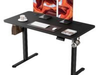 ERGOMAKER Electric Standing Desk 120x60cm (47.2"x23.6"), Height Adjustable Sit Stand Desk with Splice Board for Home Office, Computer Desk Memory Preset (Black Frame + Black Desktop)