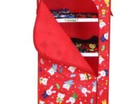 FLIPZON Baby Wardrobe Plastic Multipurpose 6 Shelve, Foldable, (Unbreakable Material) (Rabbit Pattern - Red)