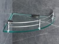 FORTUNE Glass Corner Shelf/Bathroom Shelf/Multipurpose Shelf/Living Room Corner Shelf/Wall Mount Bathroom Shelves (Transparent) (9 x 9 Inch) - (Pack of 1)