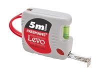 FREEMANS Levo Measuring Tape 5m x 16mm – Steel Blade with Built-in Spirit Level, Side Lock, ABS Shockproof Case, Belt Clip | Heavy Duty, Durable, Inch Tape Measure for DIY, Construction, Home Use