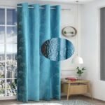 FRESH FROM LOOM Window Floral Room Darkening Curtains 5 Feet Long,High Tenacity Yarn Polyester Grommet Punch Premium Screens for Home Office,Prada for Living Room Bedroom,Dust Repellent(Aqua,1pc Only)