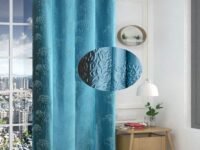 FRESH FROM LOOM Window Floral Room Darkening Curtains 5 Feet Long,High Tenacity Yarn Polyester Grommet Punch Premium Screens for Home Office,Prada for Living Room Bedroom,Dust Repellent(Aqua,1pc Only)