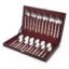 FnS RAGA 24 Pieces Stainless Steel Cutlery Set with Leatherette Box | 24 Karat Gold Plated | 6 Dinner Spoons, 6 Dinner Forks, 6 Tea Spoons & 6 Baby Spoons | Premium Flatware Set