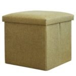 Foldable Storage Ottoman Footrest Toy Box Coffee Table Stool Cum Sitting Stool Basket Cubes Organizer Containers with Lid, 11.8x11.8x11.8 inch, (28 X 28 X 28 CM, Beige)