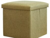 Foldable Storage Ottoman Footrest Toy Box Coffee Table Stool Cum Sitting Stool Basket Cubes Organizer Containers with Lid, 11.8x11.8x11.8 inch, (28 X 28 X 28 CM, Beige)