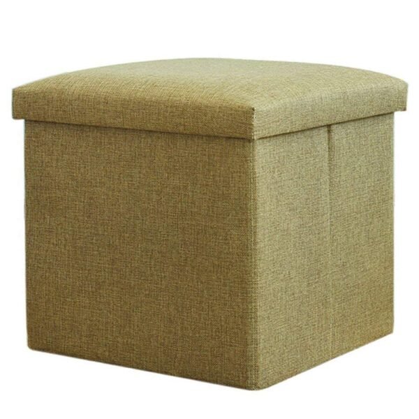 Foldable Storage Ottoman Footrest Toy Box Coffee Table Stool Cum Sitting Stool Basket Cubes Organizer Containers with Lid, 11.8x11.8x11.8 inch, (28 X 28 X 28 CM, Beige)