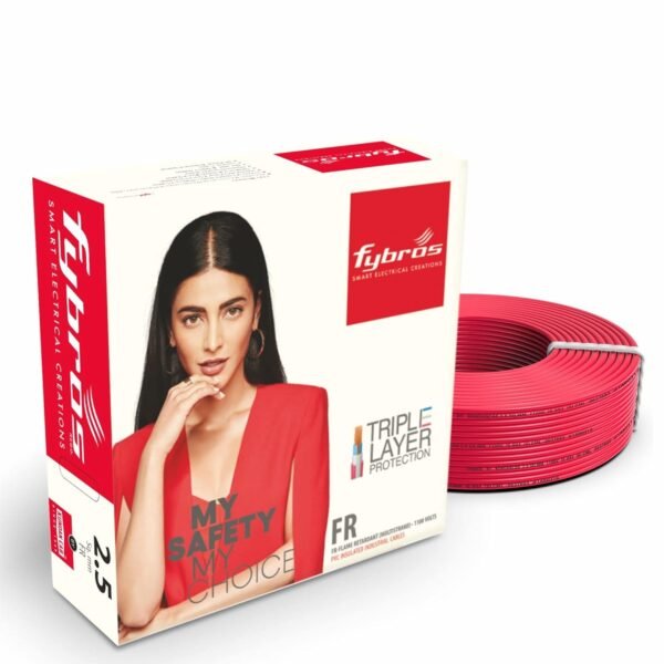 Fybros PVC Insulated 2.5 Sq Mm Wire| Multistrands Flame Retardant Red Copper Wires & Cables| Cables For wiring | 2.5 Sq Mm Red wire 90 meter| Industrial Wire Cable| Electrical Wire