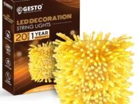 Gesto 20 Meter Led Serial String Lights – AC Plug Waterproof Copper Wire Yellow Fairy Light for Home Decoration,Christmas,Garden, Deepawali & Diwali Decoration Lights for Balcony Outdoor- Warm White