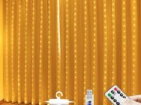 Gesto USB Curtain LED String Lights – 300 Warm White Fairy Lights with 8 Modes Remote, Waterproof, for Home, Room, Wall, Balcony, Birthday, Wedding & Diwali Decoration, Backdrop Lights (9.8x9.8 Ft)