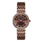 Giordano Eleganza Collection Round Analog Watch for Women, Diamond-Set with Metal Strap Ladies Water Resistant Wrist Watch - A2083