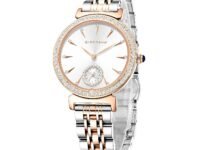 Giordano Fashion Watch for Women – Diamond-Accented Bezel, Stainless Steel Strap, Elegant Round Dial, Quartz Movement