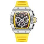 Giordano Multifunction Watch for Men with Day, Date, and 24-Hour Sub-Dial, Water Resistant Square Dial Unique Design