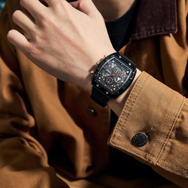 Giordano Square Dial Multifuncational Watch for Men with Stylish Design, Waterproof, Date Display & Silicone Strap