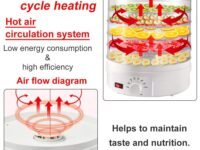 Glowick Vegetable,Flower,Meat Beef Jerky Drying Food Dehydrator Fruit Dryer Machine with 5 Stackable Tray (1Pcs)
