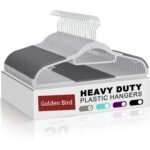 Golden bird Plastic Hangers Heavy Duty Dry Wet Clothes Hangers with Non-Slip Pads Space Saving 0.2" Thickness Super Lightweight Organizer