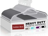Golden bird Plastic Hangers Heavy Duty Dry Wet Clothes Hangers with Non-Slip Pads Space Saving 0.2" Thickness Super Lightweight Organizer
