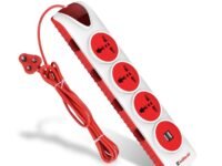 Goldmedal Plugged-in 4x4 Extension Board with Dual USB Port | Universal Sockets | 2 Meter Cable Extension Cord | Individual Switch with LED Indicator | Power Strip for Home & Office