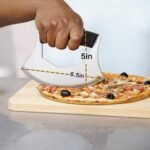 HARI Stainless Steel Pizza Cutter for Kitchen | Sharp Rocker Slicer Stainless Steel with Blade Cover | Non-Stick & Anti-Slip Cutter for Pizza, Dough, Salad, Chopping, Slicing with Ergonomic Handle