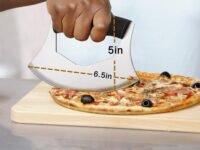 HARI Stainless Steel Pizza Cutter for Kitchen | Sharp Rocker Slicer Stainless Steel with Blade Cover | Non-Stick & Anti-Slip Cutter for Pizza, Dough, Salad, Chopping, Slicing with Ergonomic Handle
