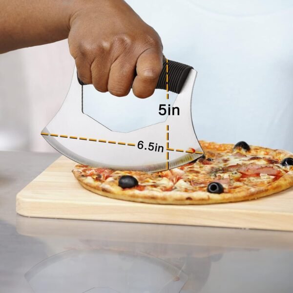 HARI Stainless Steel Pizza Cutter for Kitchen | Sharp Rocker Slicer Stainless Steel with Blade Cover | Non-Stick & Anti-Slip Cutter for Pizza, Dough, Salad, Chopping, Slicing with Ergonomic Handle