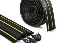 HASTHIP® 6.56ft Floor Cable Cover with 3 Channels, Cord Covers for Wires on Floor, Cuttable Length, Heavy Duty Cable Protector Hide Extension Cords, Protect Cords, Hide Extension Cords for Home/Offi