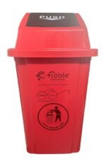 HDPE Swing Lid 100L Trash Bin With Swing Lid Recycling Bins Waste Basket For Home/Office/Hospital/College/School - Red