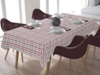 HOME COLORS.IN Twill Checkered 6 Seater Table Cover - 100% Cotton - Yarn Dyed - Hand Woven - Machine Washable - Durable - Dining Table Cloth - 60 x 84 Inch - Multicolor