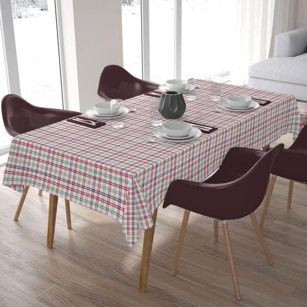 HOME COLORS.IN Twill Checkered 6 Seater Table Cover - 100% Cotton - Yarn Dyed - Hand Woven - Machine Washable - Durable - Dining Table Cloth - 60 x 84 Inch - Multicolor