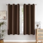 HOMEMONDE Blackout Curtains 5 Feet for Window Set of 2 - Faux Silk 97% Blackout Thick Curtains, Room Privacy and Thermal Insulation 60 Inch - (Dark Brown, 152x118 CMs)