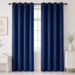 HOMEMONDE Door 100% True Blackout 7 Feet Curtain - Privacy and Noise Reduced Curtains, Light Blocking 84 Inch Long Drapes Pack of 2 - (Navy Blue, 213 x 118 CMs)