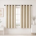 HOMEMONDE Premium Blackout Curtains 5 Feet Long - Thermal Insulated Curtains for Window, True Room Darkening Drapes for Living Room, Bedroom, 60 Inch 1 Piece, (Beige, 152.4 x 118 CM)