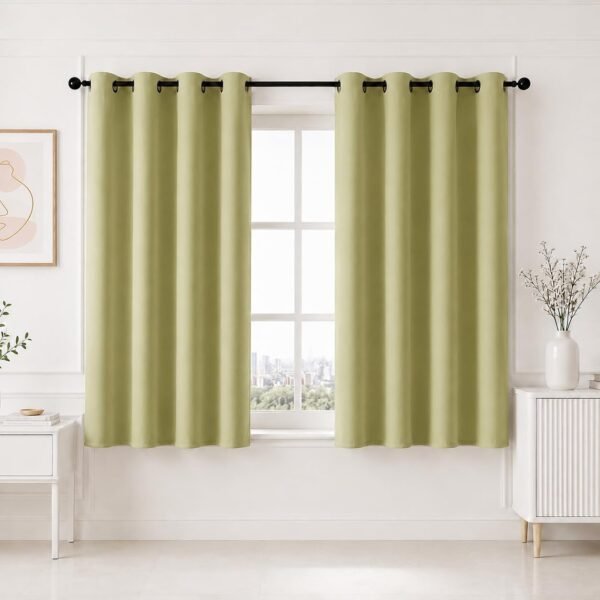 HOMEMONDE Premium Blackout Curtains 5 Feet Single Pcs - Thermal Insulated, Noise Reduced Window Curtain, True Room Darkening - Avacado Green (60 Inches, 152.4L x 118W CM)