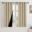 HOMEMONDE Window Curtains 5 Feet 1 Piece - Thermal Insulation 100% True Blackout Curtain, Fade Resistant & Black Backing Drapes - (60 Inch, Solid Beige)