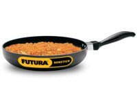 Hawkins Futura 24 cm Frying Pan, Non Stick Fry Pan, Rounded Side Frypan for Easy Stirring, Black (NF24R)