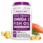 HealthyHey Nutrition Fish Oil Capsules Omega 3 60 Softgel For Women and Men | Triple Strength Fish Oil | Burpless, EPA 600 - DHA 400 Supplement
