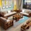 Home furniture Wooden Sofa Set for Living Room and Office 6 Seater Natural Teak Finish Handicraft- Handmade